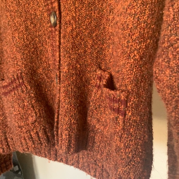 Columbia Fair Isle Chunky Knit button up cardigan rust Sweater - Picture 5 of 6